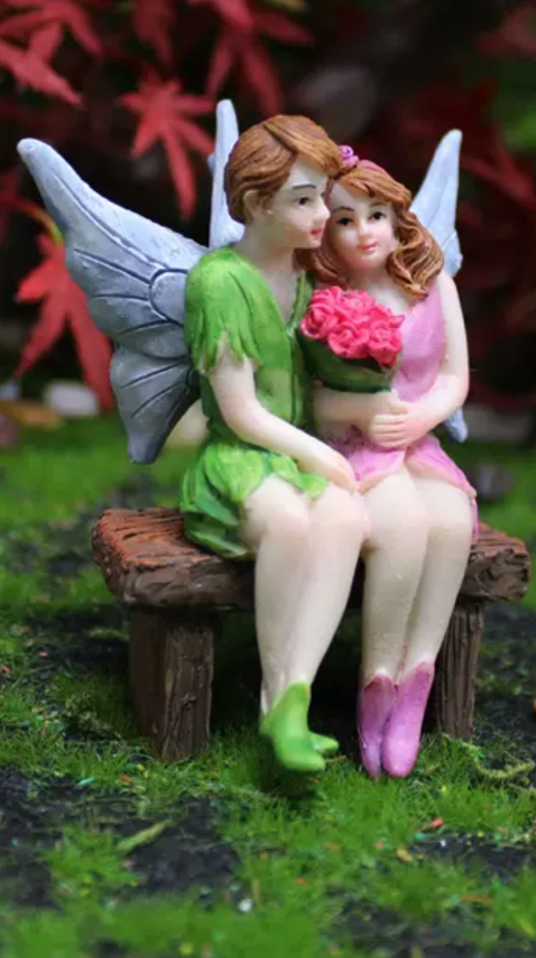 Fairy Garden Figurines Fairies sitting on the chair