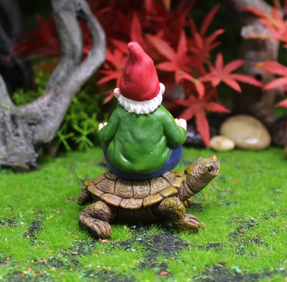 Fairy Garden Figurines the Gnome Sitting on the Turtle