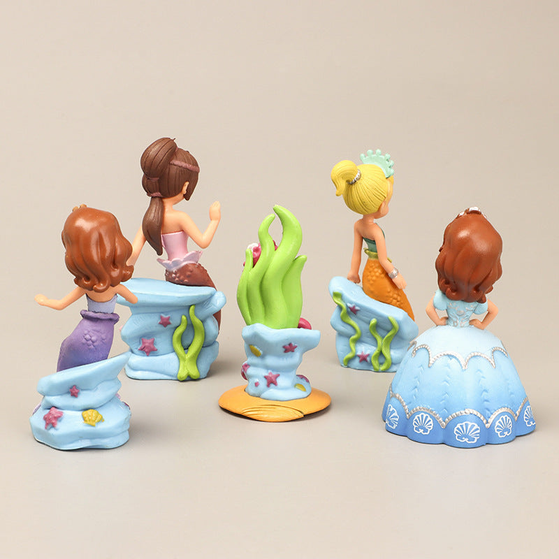 5PCS Fairy Garden Figurines Mermaids cake decoration