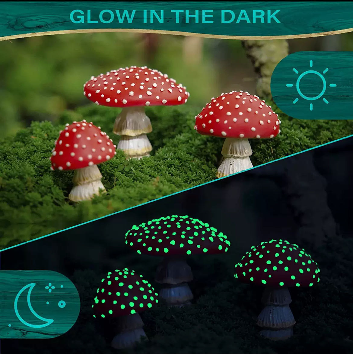 Fairy Garden Accessories Mushroom Glow in the dark