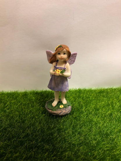 Miniature Fairy Garden Fairy Holding Flowers Figurine – Resin Fairy Decoration for Indoor & Outdoor Fairy Gardens