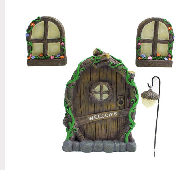 10Pcs Fairy Garden Accessories Kit Glow in the Dark Door Windows Outdoor Decor