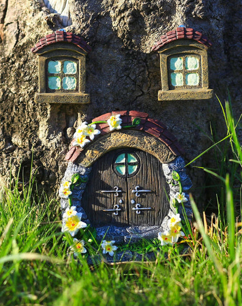 9Pcs Fairy Garden Accessories Kit Glow in the Dark Door Windows Outdoor Decor