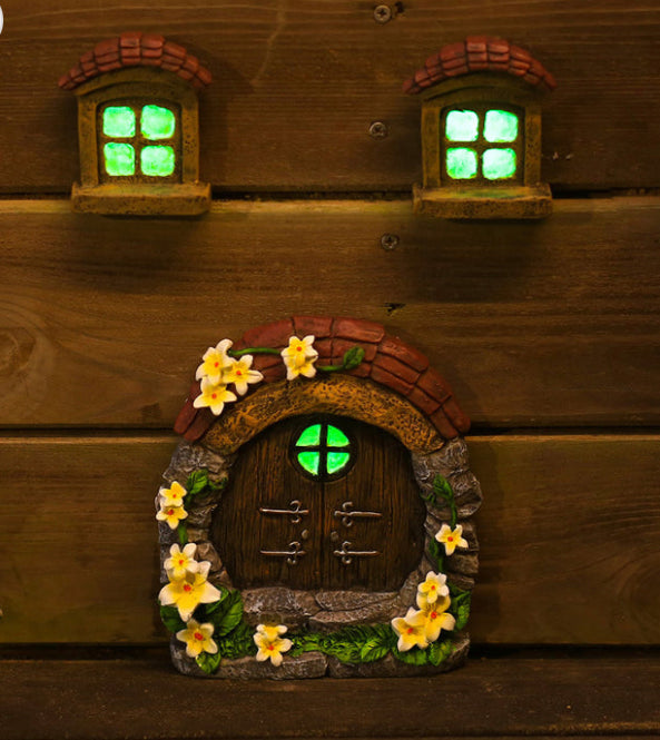 9Pcs Fairy Garden Accessories Kit Glow in the Dark Door Windows Outdoor Decor