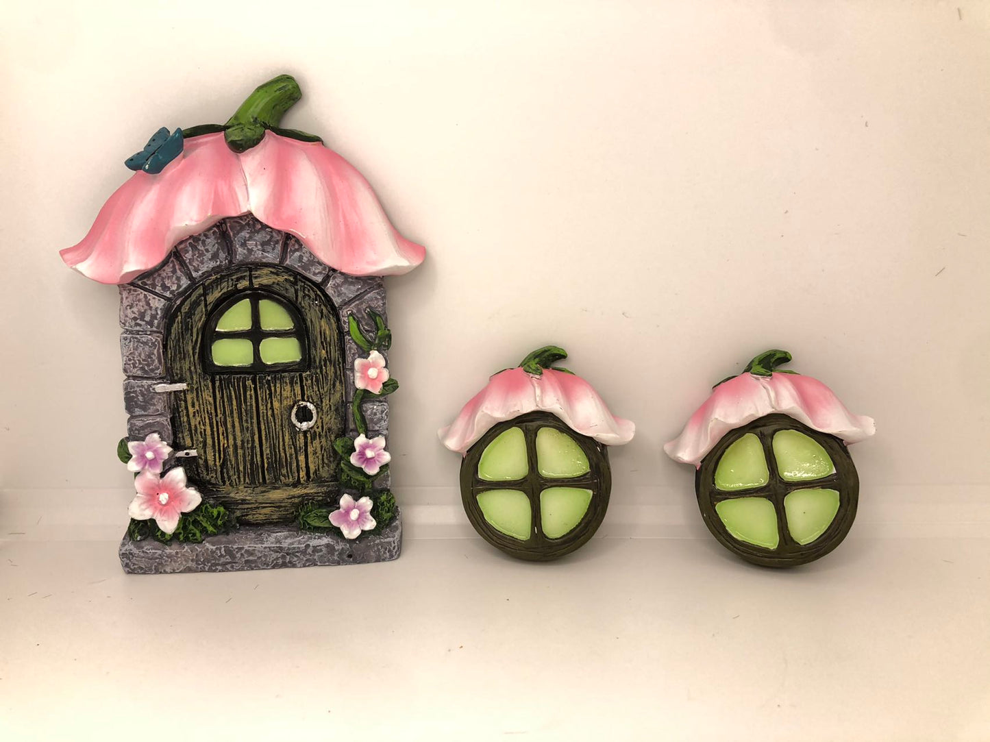 9Pcs Fairy Garden Accessories Kit Glow in the Dark Door Windows Outdoor Decor