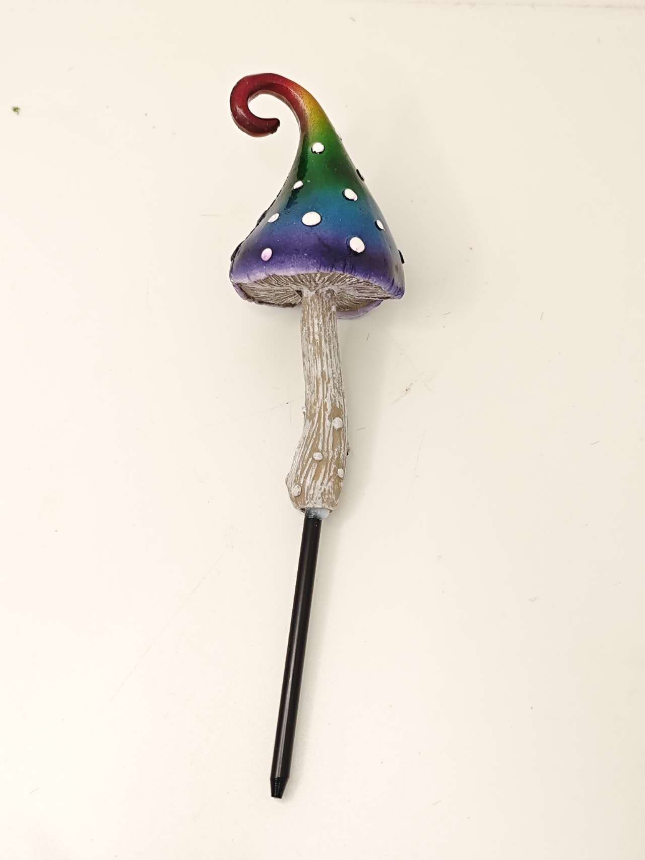 Fairy Garden Accessories Metallic Mushroom with Swirl Garden Stake