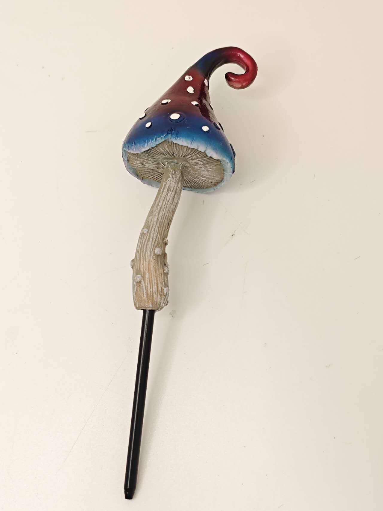 Fairy Garden Accessories Metallic Mushroom with Swirl Garden Stake