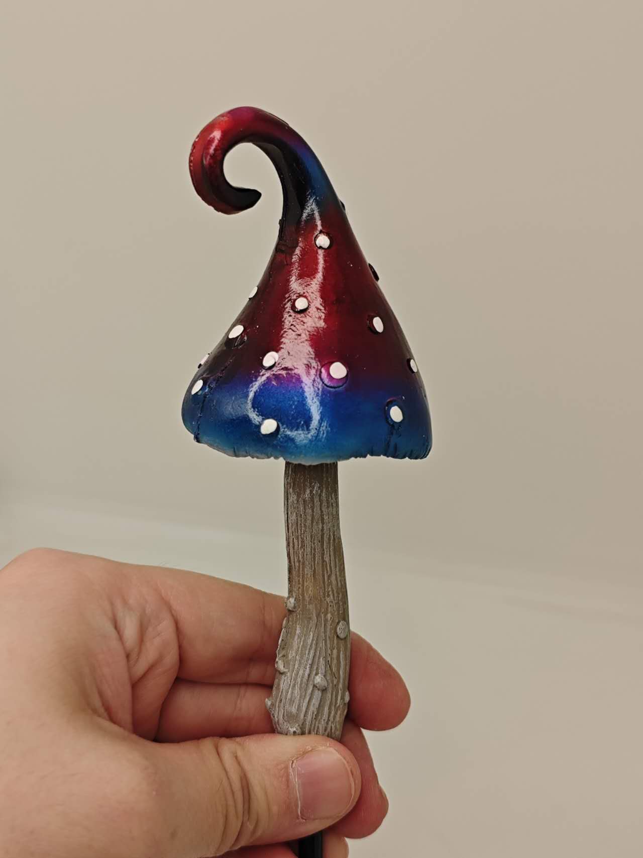 Fairy Garden Accessories Metallic Mushroom with Swirl Garden Stake