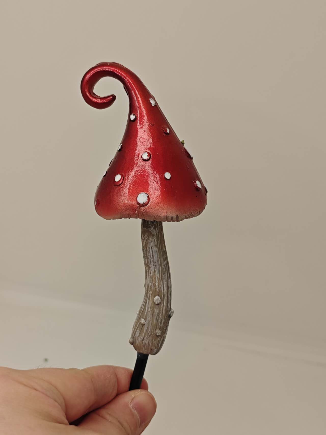 Fairy Garden Accessories Metallic Mushroom with Swirl Garden Stake