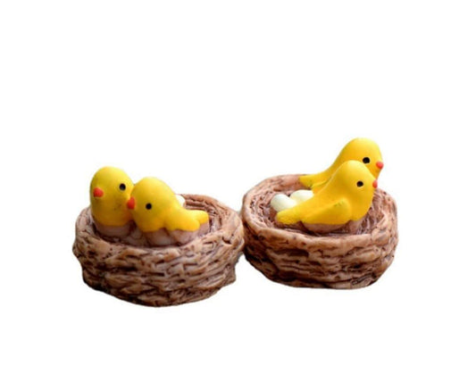 Birds in a Nest Miniature Fairy Garden Accessory – Resin Decoration for Fairy Gardens & Miniature Displays
