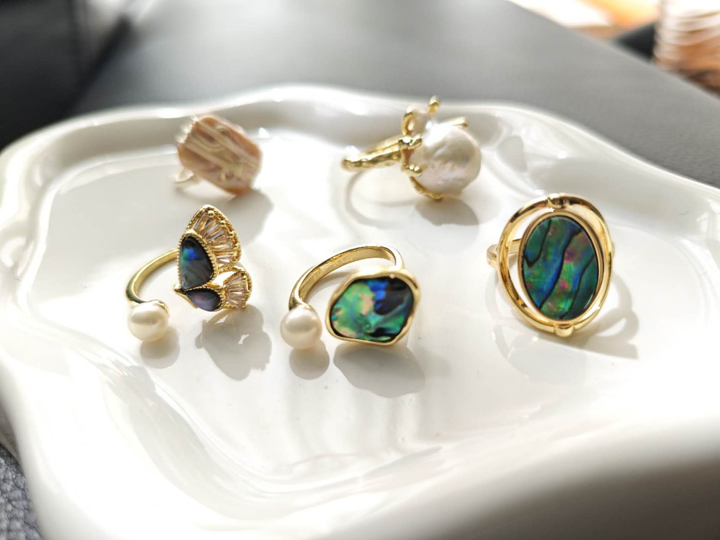 Abalone Shell or Baroque Pearl Ring: A Touch of Oceanic Elegance