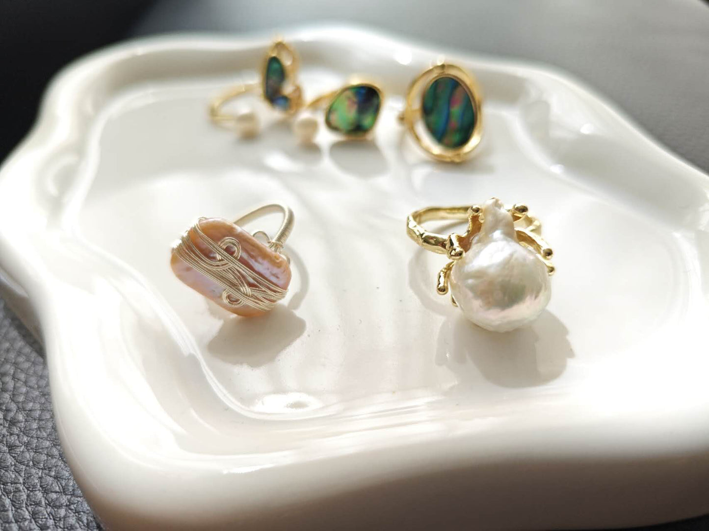 Abalone Shell or Baroque Pearl Ring: A Touch of Oceanic Elegance