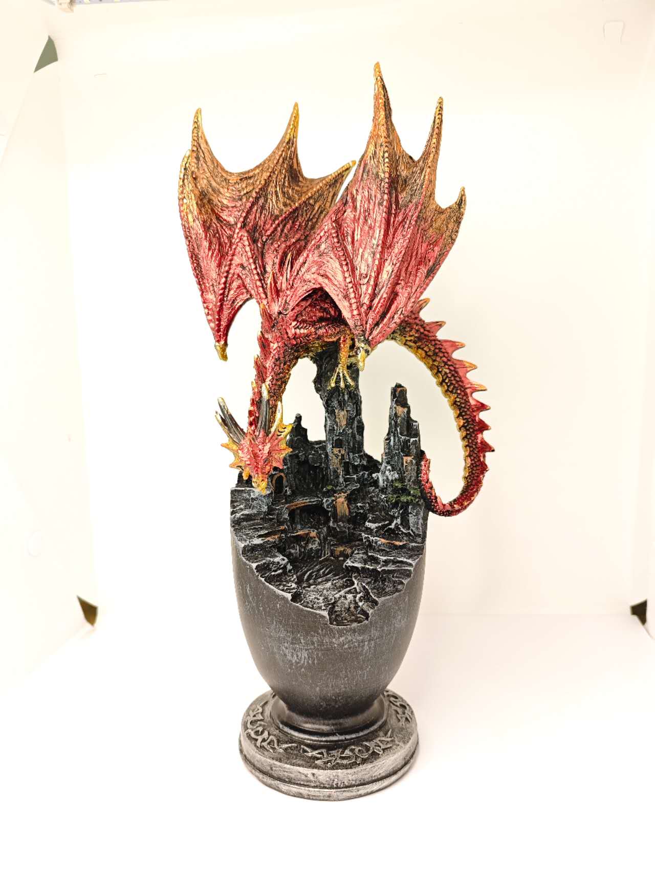 Mystical Red Resin Dragon Figure Statue Home & Office Decor indoor outdoor decor