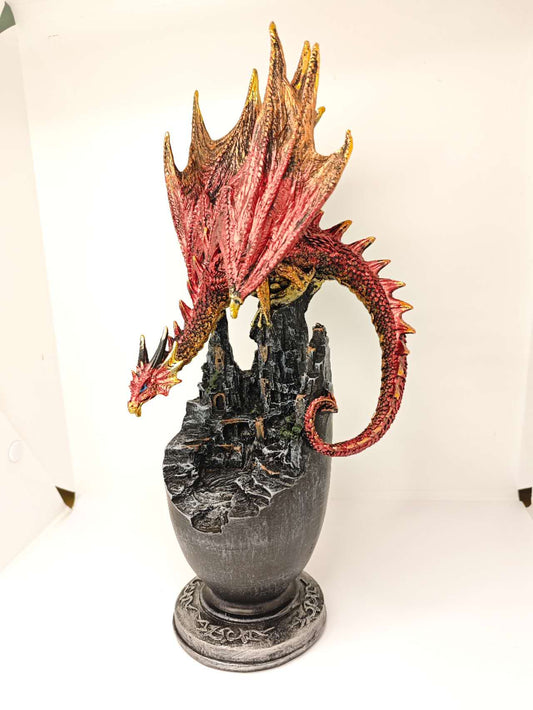 Mystical Red Resin Dragon Figure Statue Home & Office Decor indoor outdoor decor
