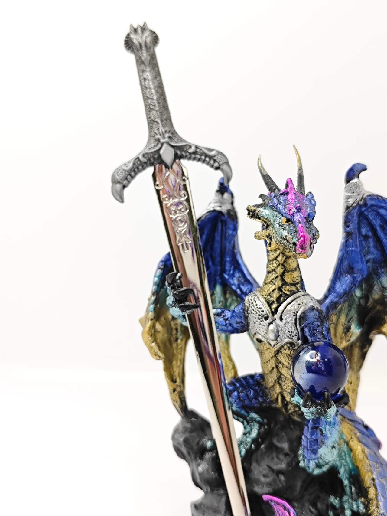 Fantasy Dragon with Sword Dragon Figure Statue Home Office Decor indoor outdoor