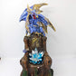 LED Blue Dragon on Crystal Throne Figure Statue Home Office Decor indoor