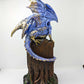 LED Blue Dragon on Crystal Throne Figure Statue Home Office Decor indoor