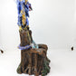LED Blue Dragon on Crystal Throne Figure Statue Home Office Decor indoor