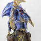 LED Blue Dragon on Crystal Throne Figure Statue Home Office Decor indoor