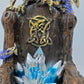 LED Blue Dragon on Crystal Throne Figure Statue Home Office Decor indoor