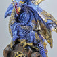 LED Blue Dragon on Crystal Throne Figure Statue Home Office Decor indoor