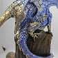 LED Blue Dragon on Crystal Throne Figure Statue Home Office Decor indoor