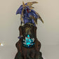 LED Blue Dragon on Crystal Throne Figure Statue Home Office Decor indoor