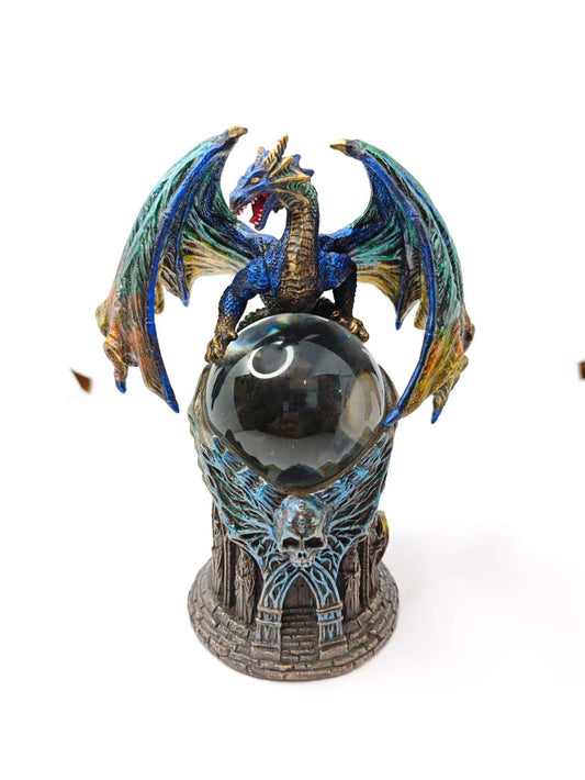 Dragon with Crystal Ball Dragon Figurine Gothic Fantasy Sculpture Home Decor