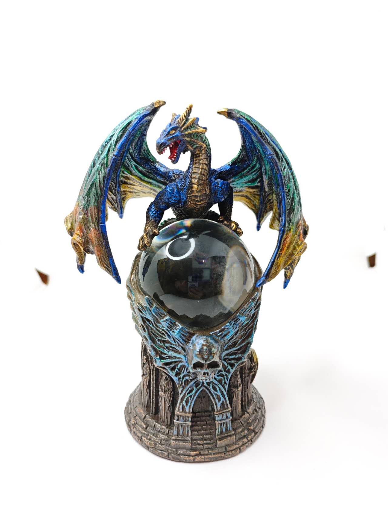 Dragon with Crystal Ball Dragon Figurine Gothic Fantasy Sculpture Home Decor