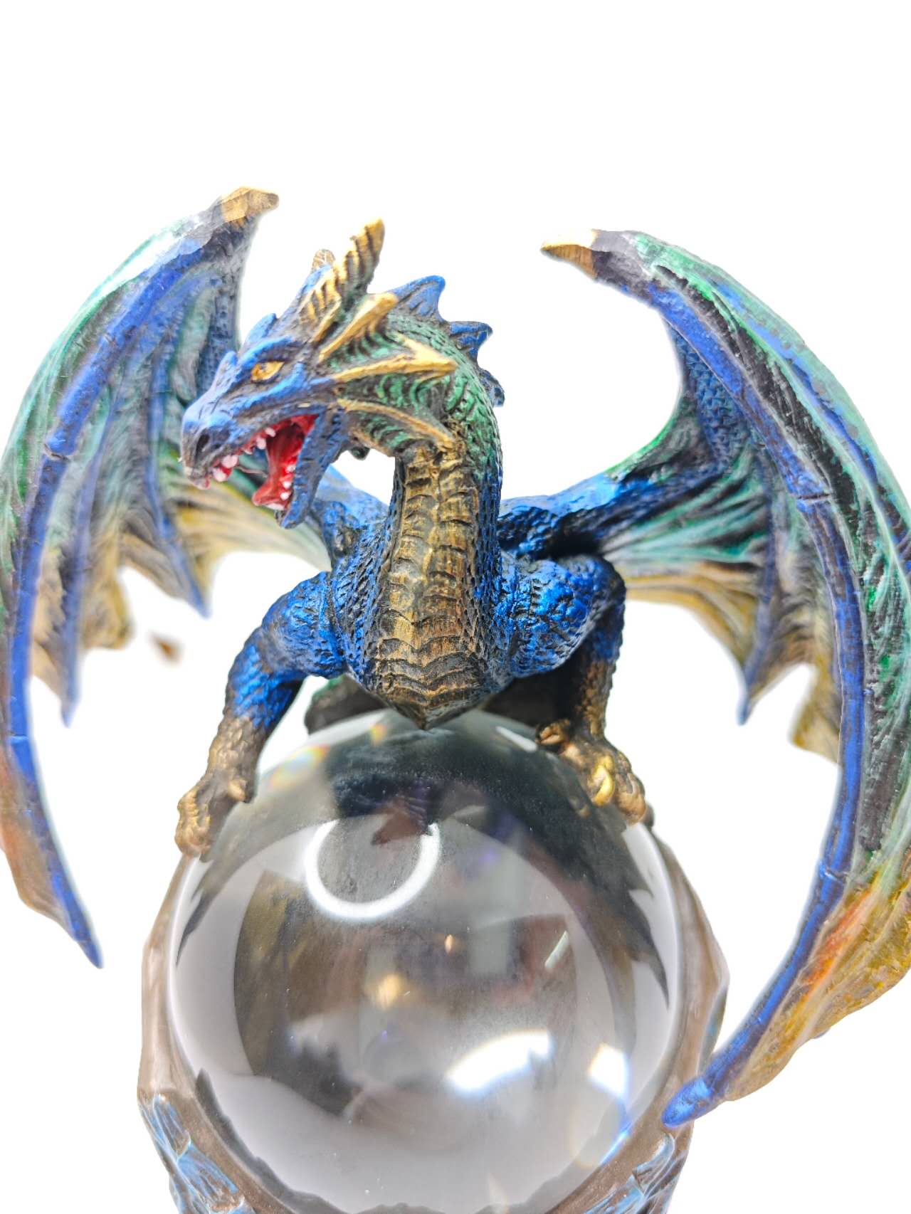 Dragon with Crystal Ball Dragon Figurine Gothic Fantasy Sculpture Home Decor