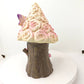 Fairy Garden Tree Trunk House with Rose Roof Resin fairy garden Miniature