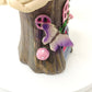 Fairy Garden Tree Trunk House with Rose Roof Resin fairy garden Miniature