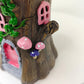Fairy Garden Tree Trunk House with Rose Roof Resin fairy garden Miniature
