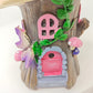 Fairy Garden Tree Trunk House with Rose Roof Resin fairy garden Miniature