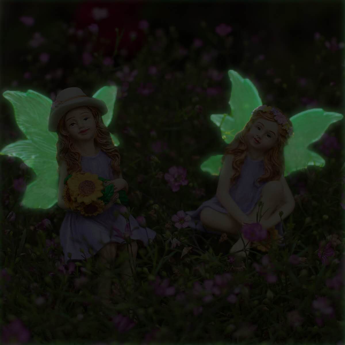 Fairy garden figurines fairy with watering can and dog