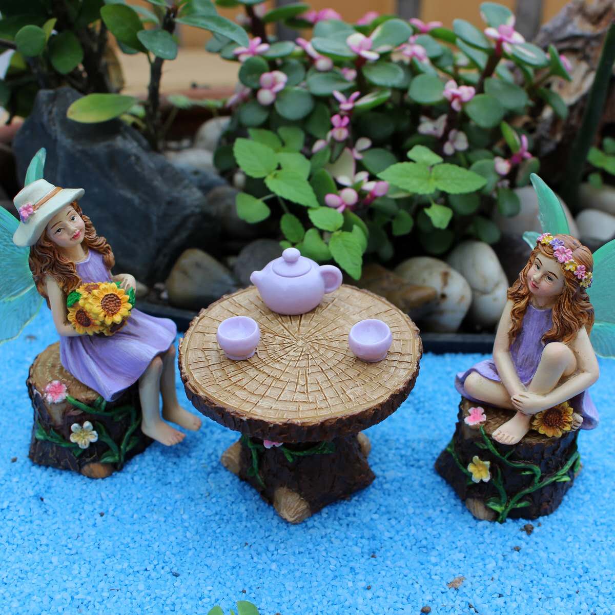 Fairy garden kits Figurines fairy with teapot