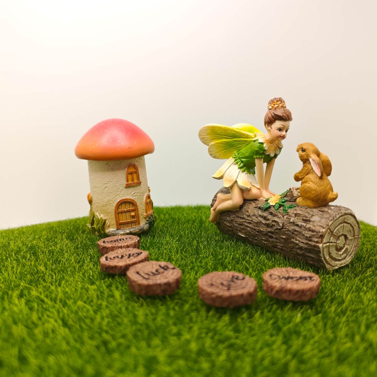 Fairy garden kits fairy with bunny mushroom house