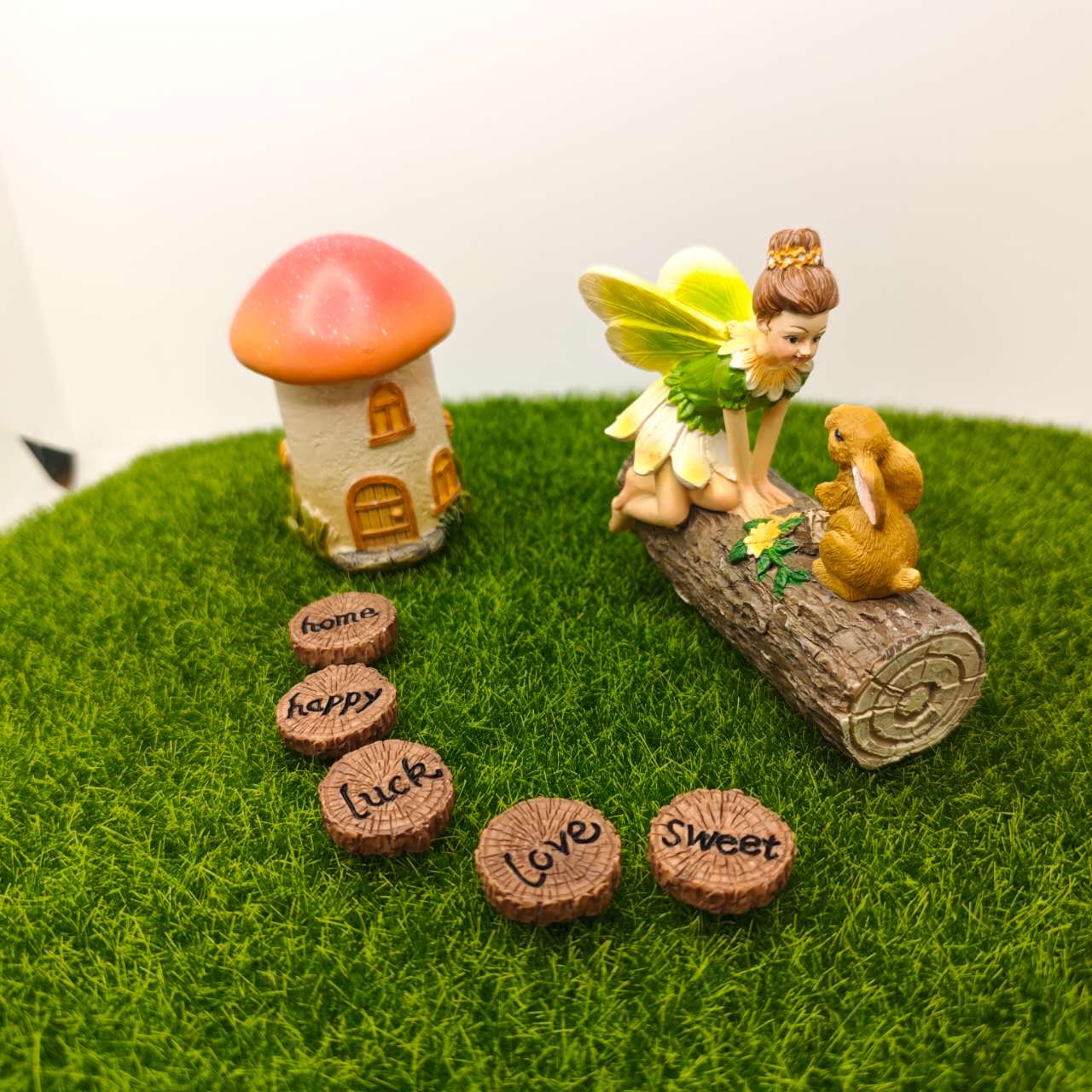 Fairy garden kits fairy with bunny mushroom house