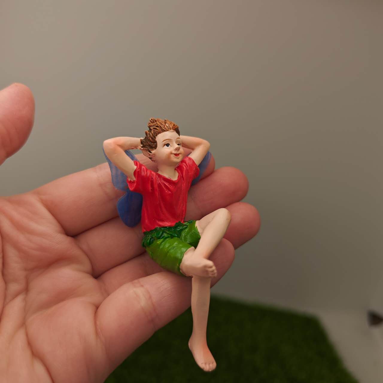 Fairy garden figurines sitting fairy girl and boy