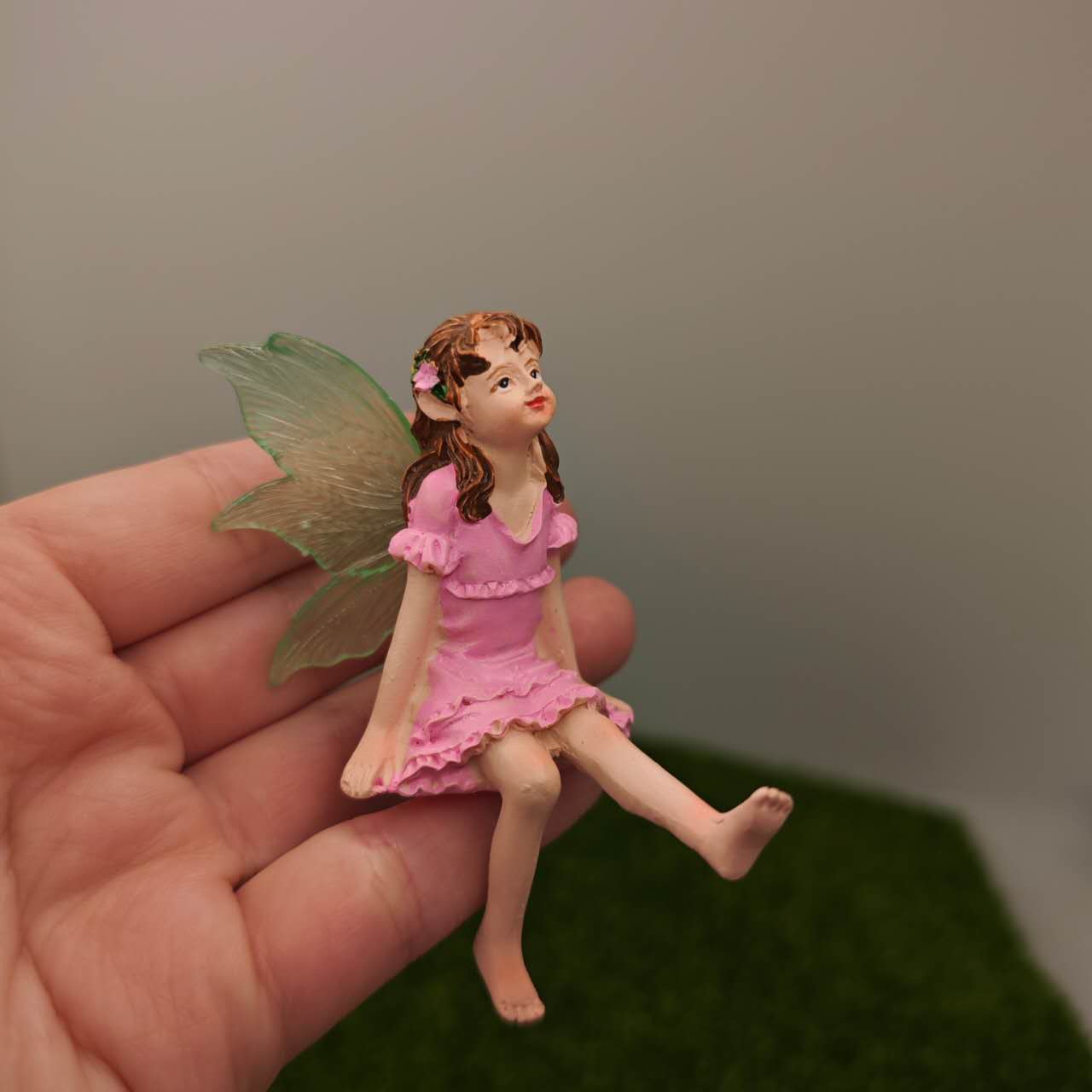 Fairy garden figurines sitting fairy girl and boy