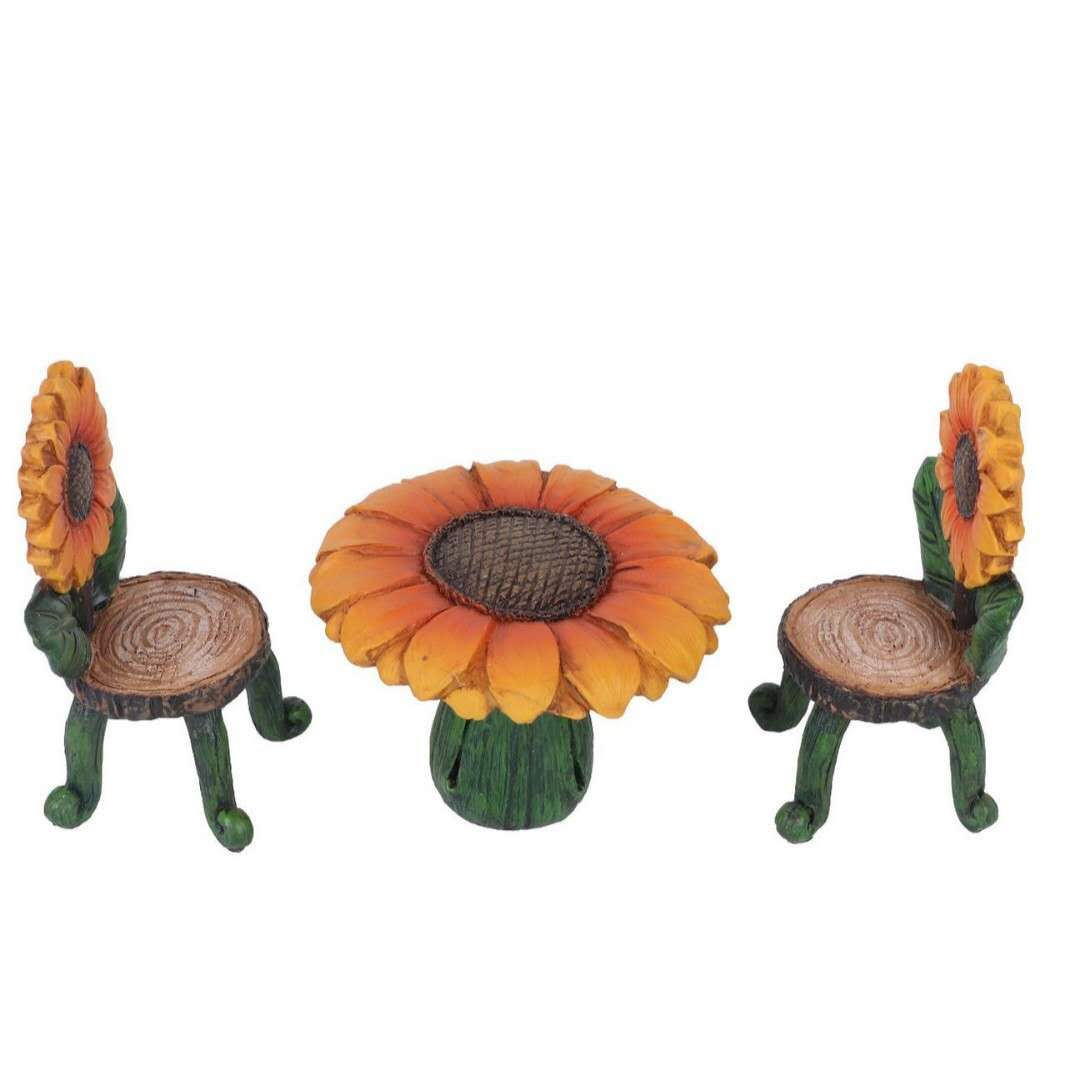 Sunflower table and chair fairy garden accessories