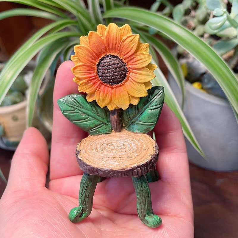 Sunflower table and chair fairy garden accessories