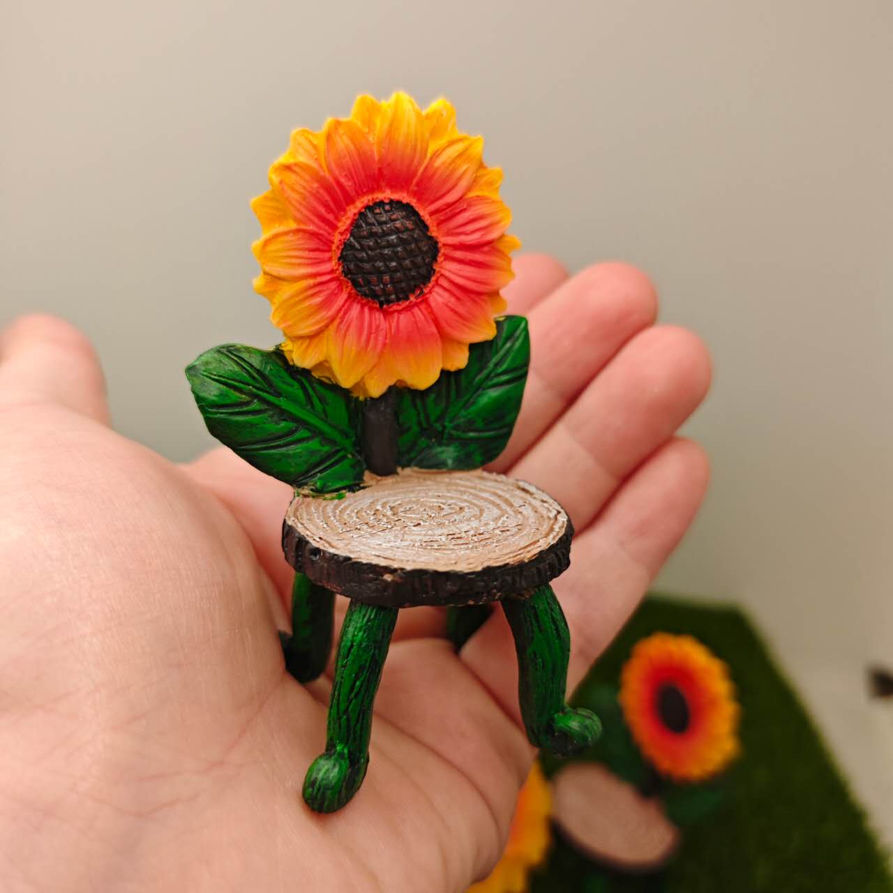 Sunflower table and chair fairy garden accessories