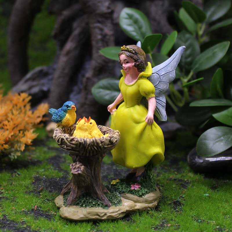 Fairy Garden Figurines Fairy Feeding Birds