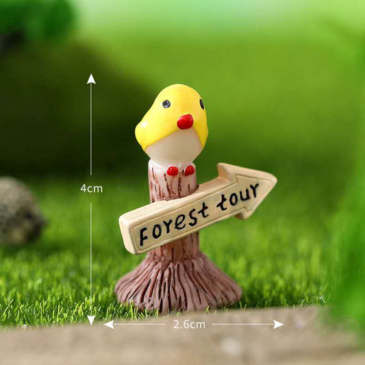 Fairy Garden Accessories Road Sign With Bird