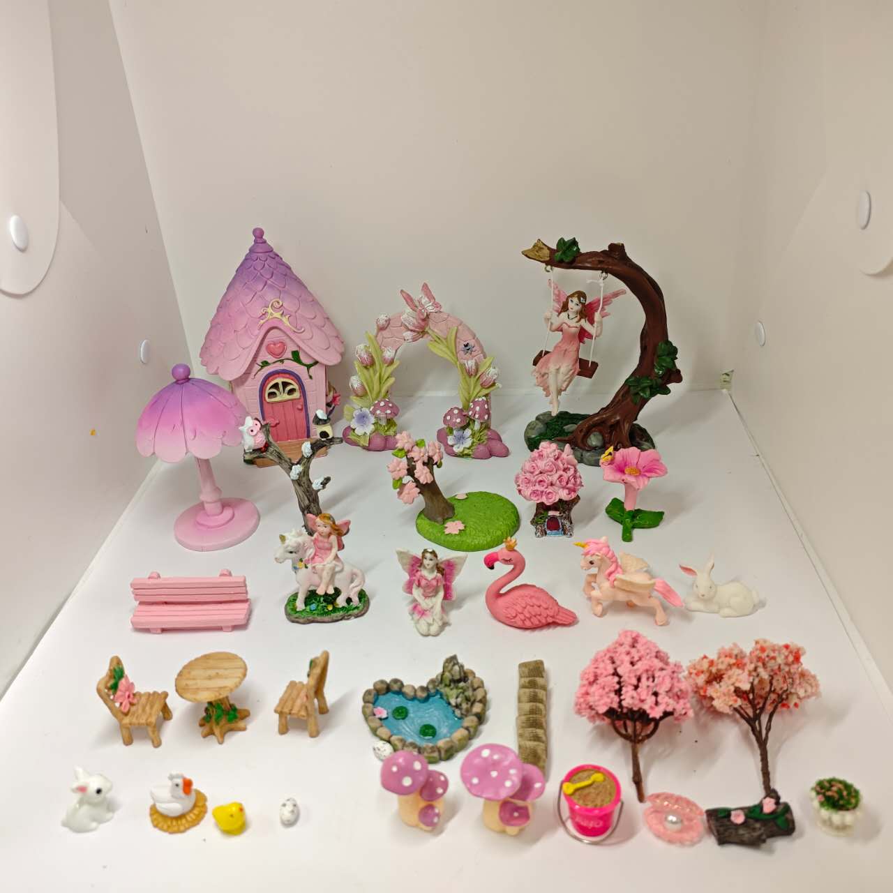 Easter pink fairy garden kit 31pcs