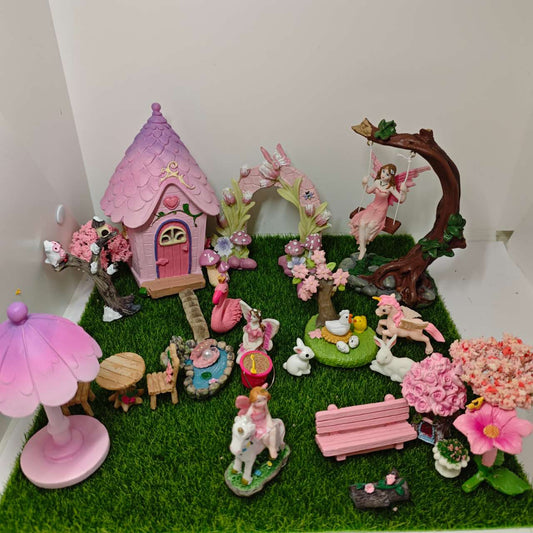 Easter pink fairy garden kit 31pcs