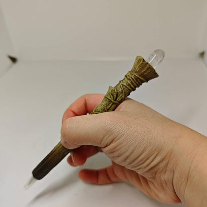 Gothic Crystal Wand Pen Witch Cauldron Pen Holder