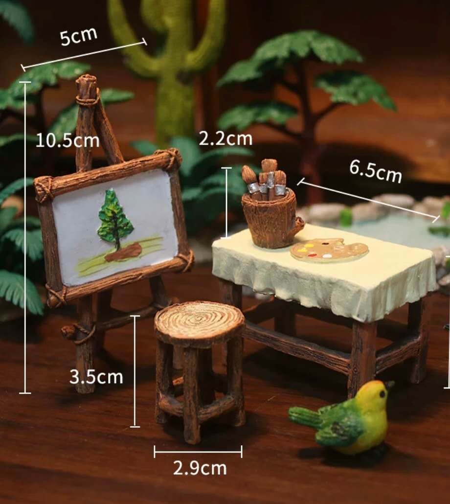 Fairy Garden Accessories Painting set table chair easel