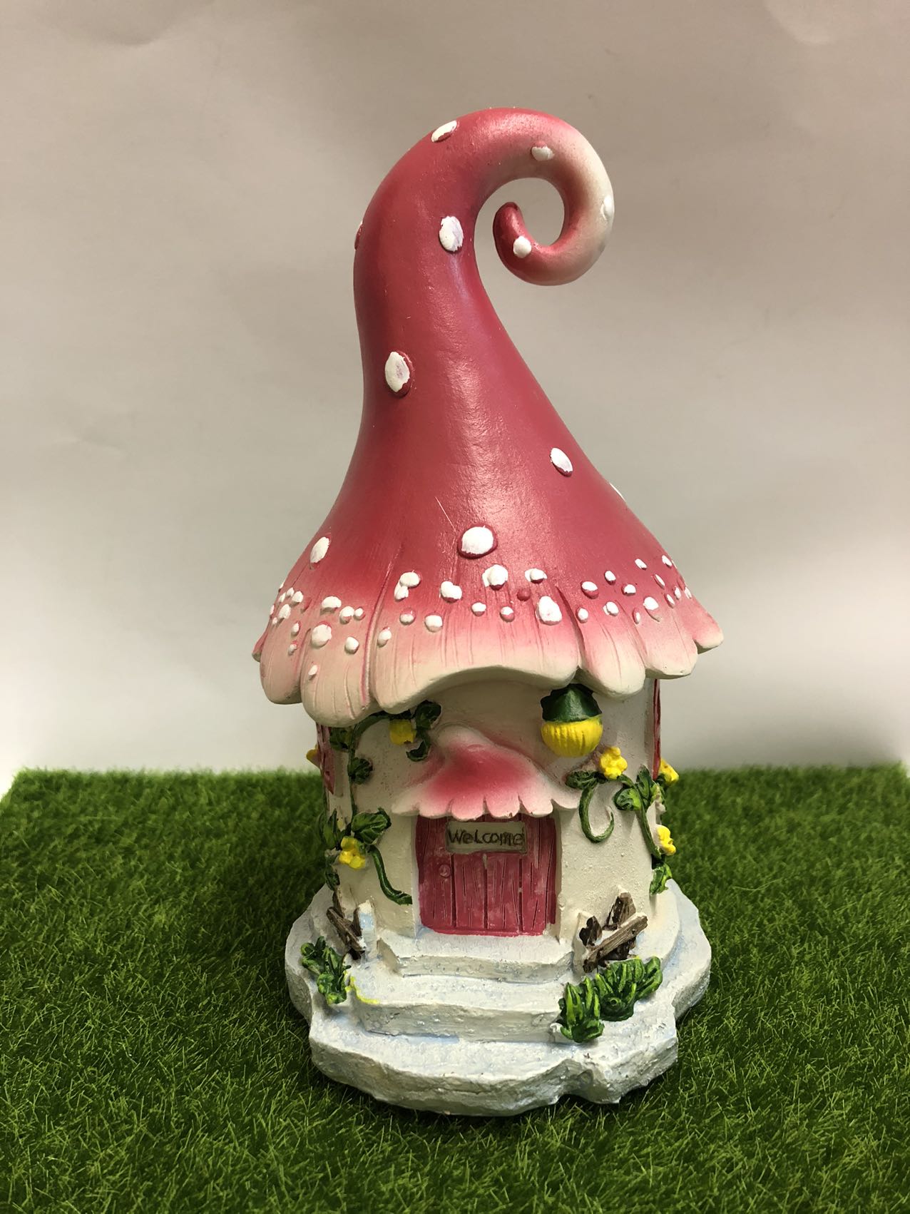 Mushroom House With Yellow Flowers Fairy House